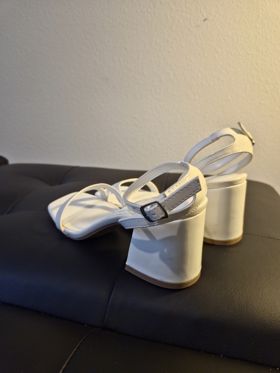 Charlotte Russe Shoes - Charlotte Russe White Strappy Block Heel Sandals with Buckle